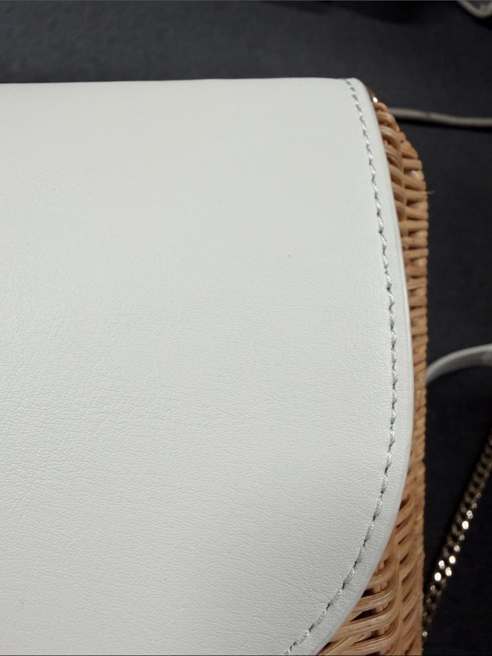 Talbots Natural Woven Satchel with White Leather Flap - Picture 16 of 16